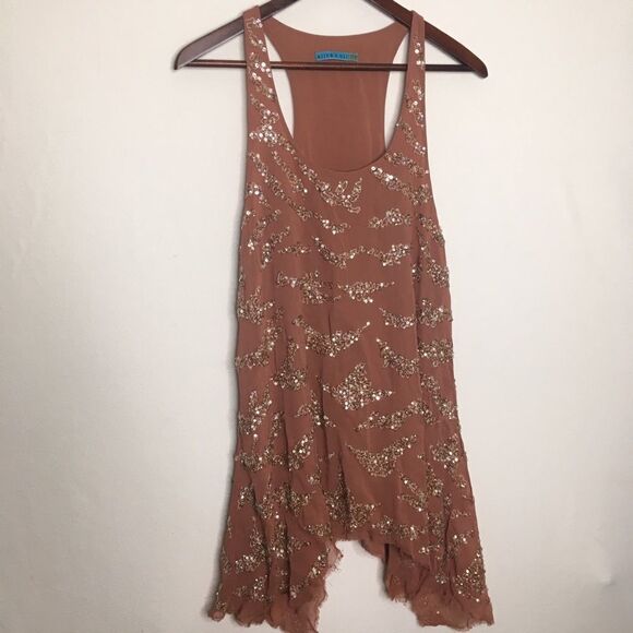 Alice + Olivia Sequin Asymmetrical  Mini Dress Sz M - Picture 1 of 13